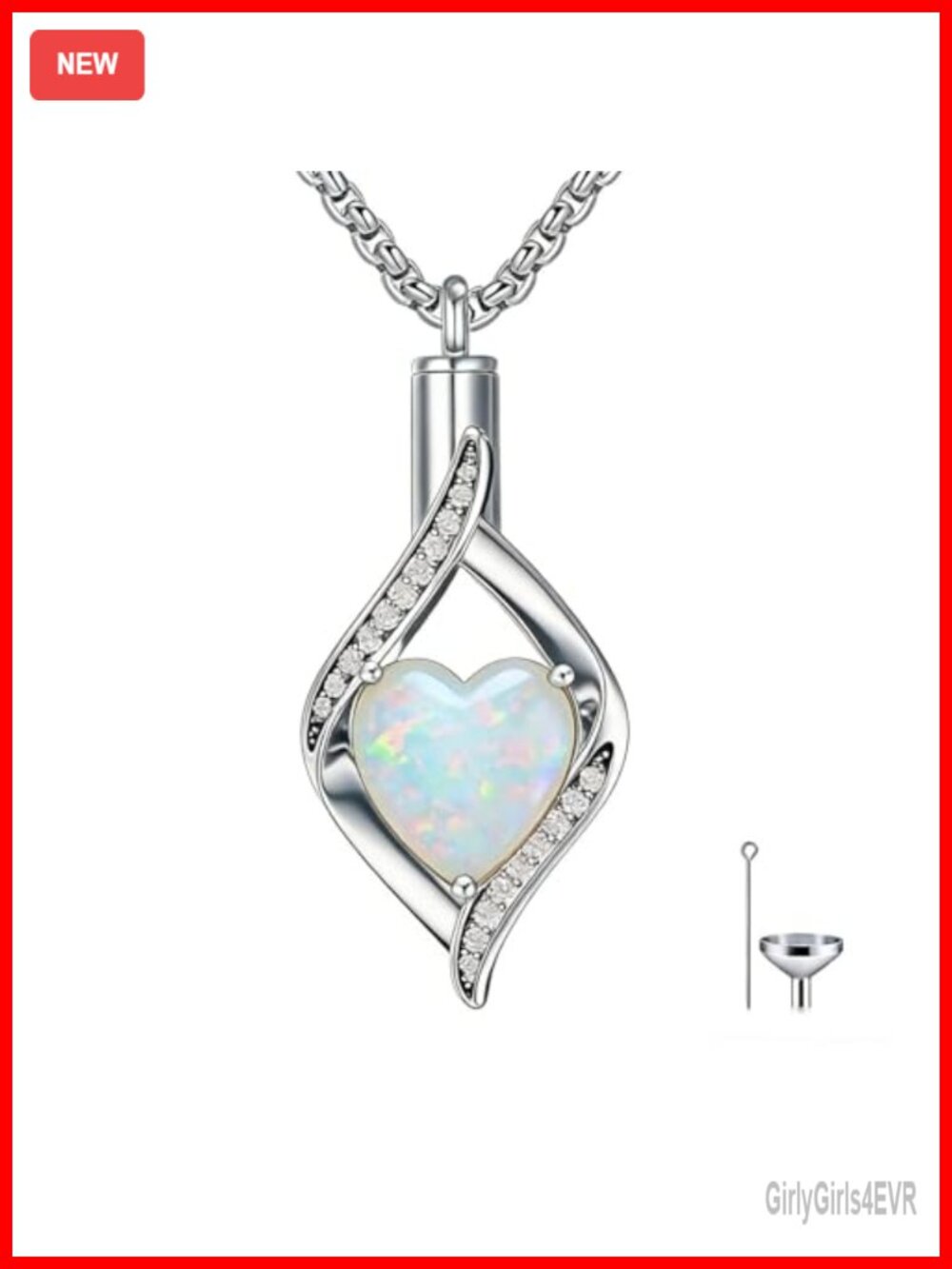 925 Sterling Silver Teardrop Urn Necklace Heart Birthstone Memorial Jewelry